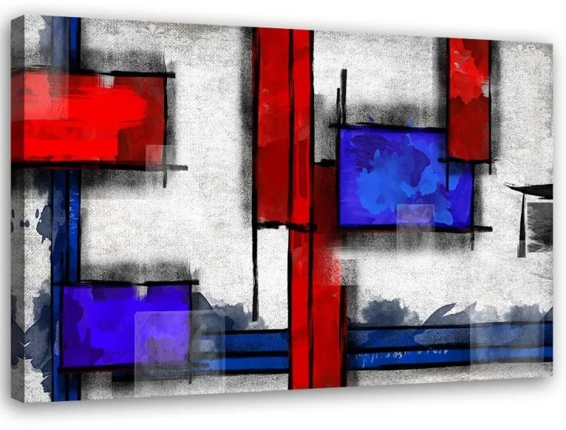 Quadro su tela, Astrazione Blu Rosso  Dimensioni Tappeti 60x40