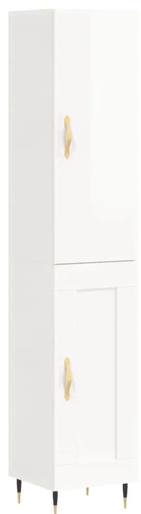 Credenza 34,5x34x180 cm in Legno Multistrato Bianco Lucido