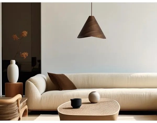 Lampadario sospeso in legno con cavo 1xE27/60W/230V Ø 33 cm massello/noce/hevea