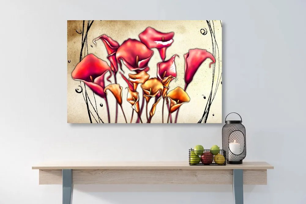 Quadro su tela – Fiori rossi di calla