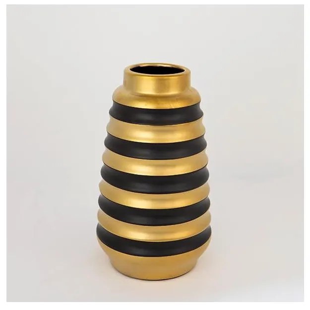 Vaso in ceramica 25x14 cm oro/nero