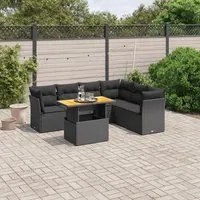 Set Divani da Giardino con Cuscini 7pz Nero Polyrattancod mxl 88715