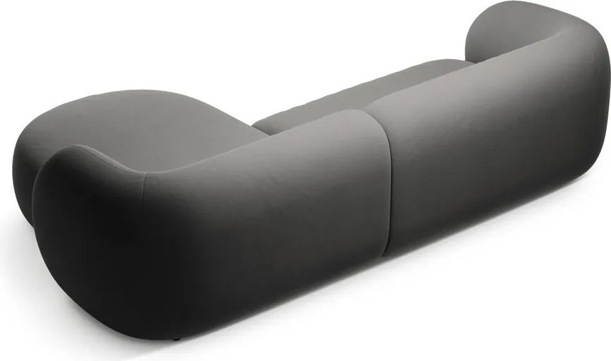 Divano angolare grigio scuro (con penisola a destra/con chaise lounge) con rivestimento in velluto Kate – Micadoni