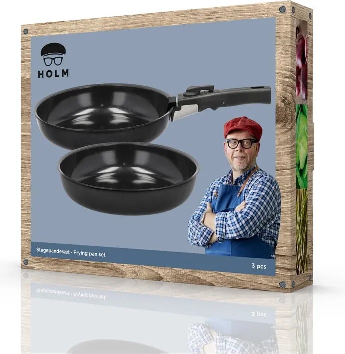 Set di padelle con manico rimovibile in alluminio con superficie antiaderente 2 pz ø 28 cm – Holm
