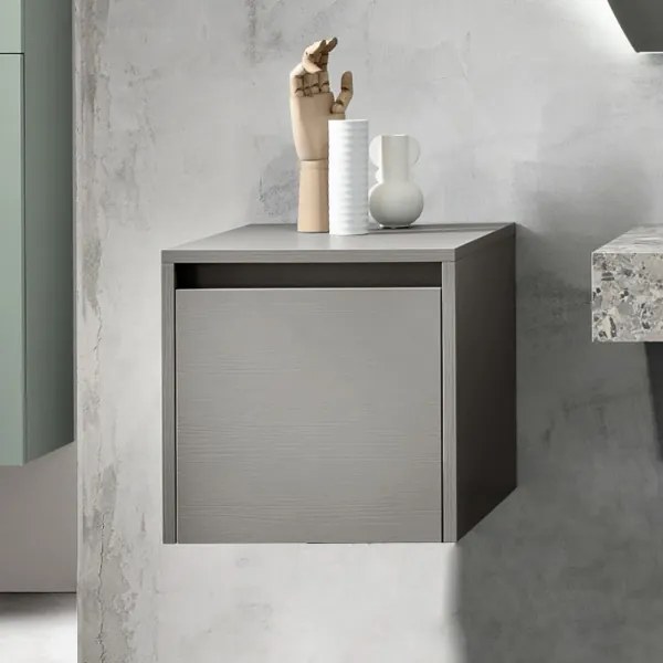 Mobile sospeso bagno 1 anta 40 cm in nobilitato PIAVE Tortora frassinato