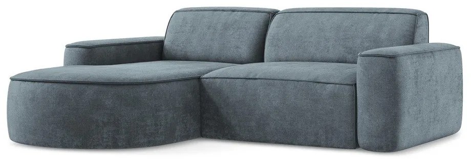 Divano angolare blu polveroso (con penisola a sinistra/con chaise lounge) con rivestimento in ciniglia Omao – Makamii