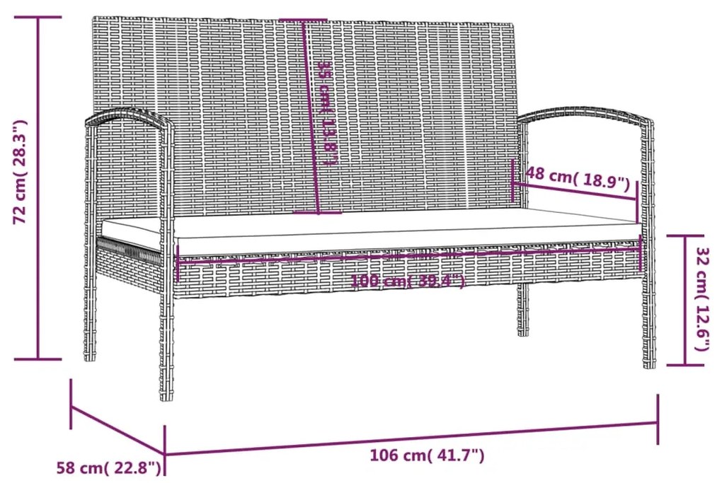 Set Divani da Giardino 16 pz con Cuscini in Polyrattan Grigio