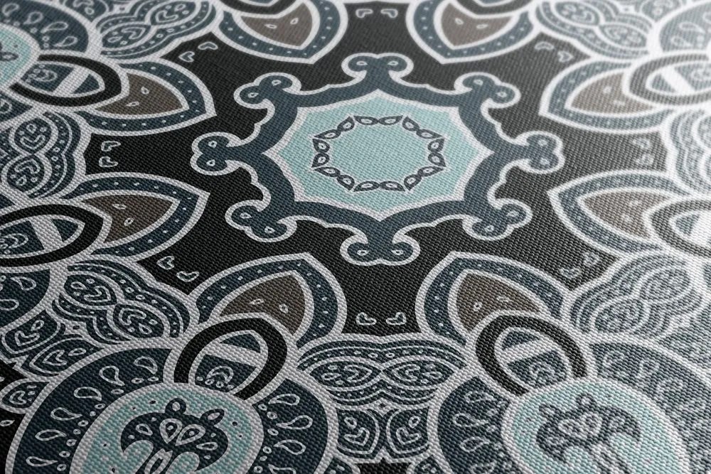 Quadro su tela – Mandala con motivo indiano in azzurro