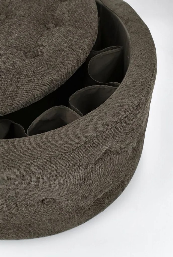 Pouf contenitore porta scarpe ERNESTINE in tessuto marrone timo