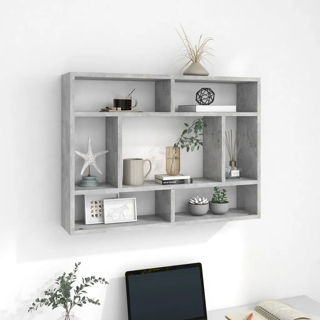 Scaffale A Parete Grigio Cemento 75x16x55 Cm Legno Multistrato /