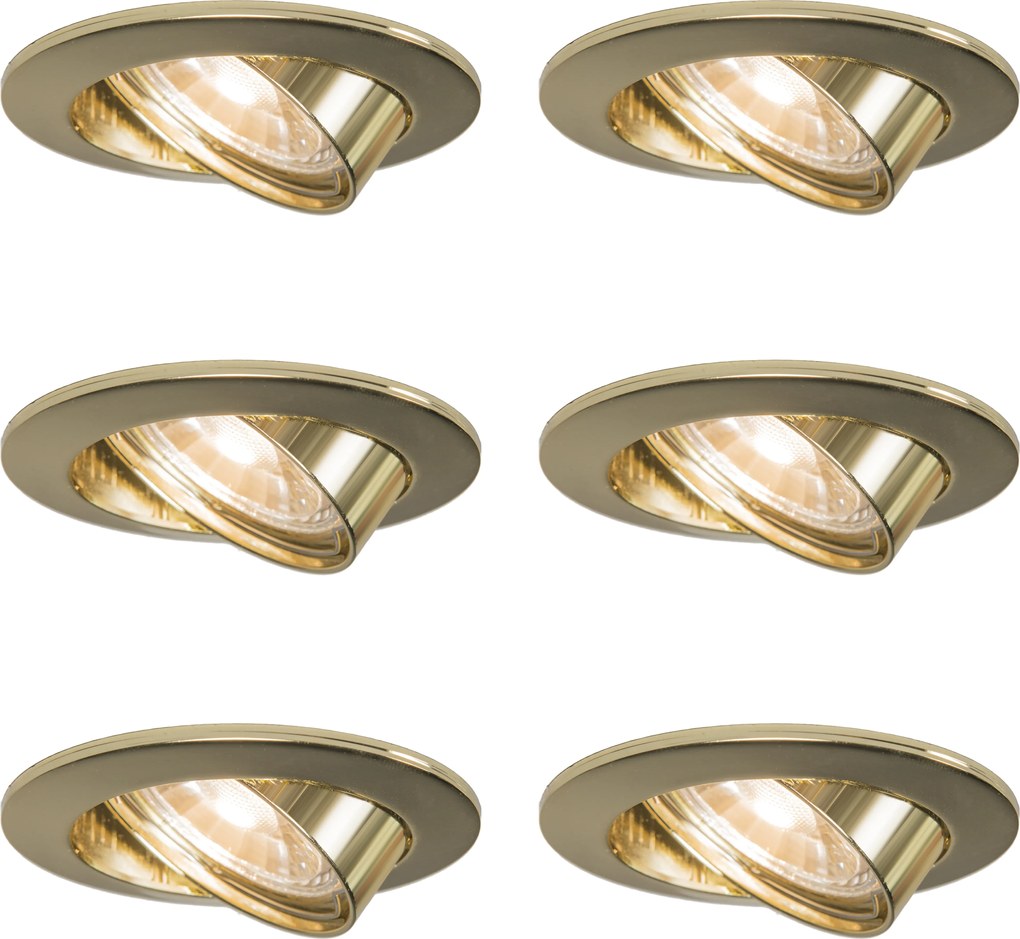 Set di 6 faretti da incasso rotondi inclinabili oro - Edu