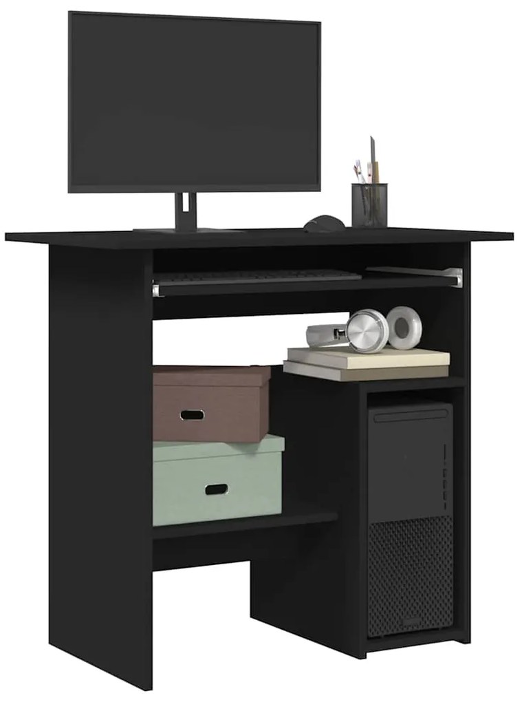 Scrivania Nera 80x45x74 Cm İn Legno Multistrato /