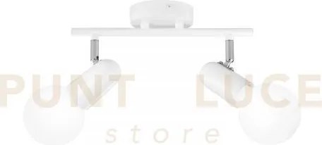 Spot punto bianco 2 luci attacco e27 32x10x14cm in metallo