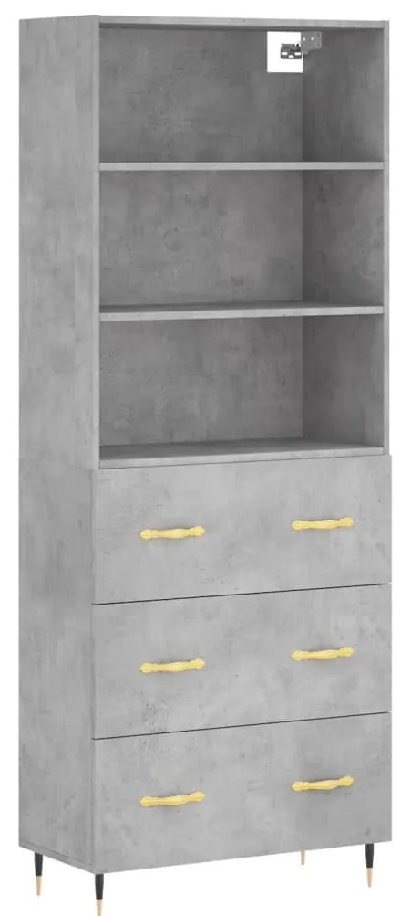 Credenza grigio cemento 69,5x34x180 cm in legno multistrato