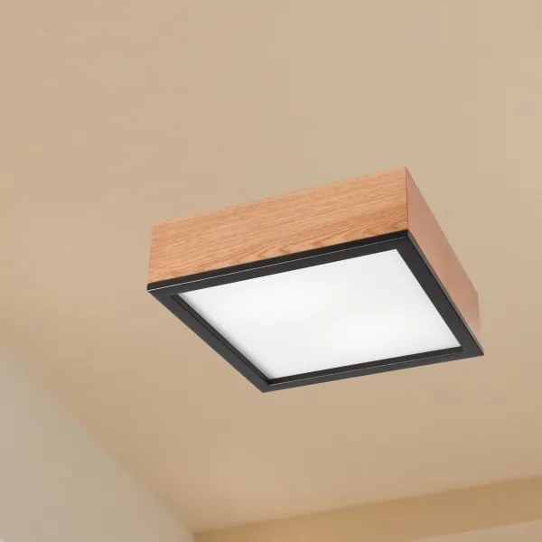 Plafoniera OAK SQUARE 2xE27/15W/230V 31x31 cm quercia/nero