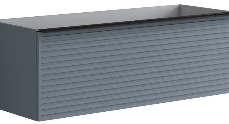 Mobile da bagno sospeso sotto lavabo L 120 x H 40 x P 45.5 cm blu laccato opaco, 1 cassetto Pixel stripes