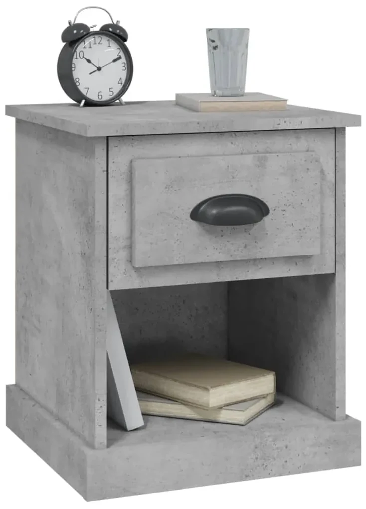 Comodini 2 pz grigio cemento 39x39x47,5 cm in legno multistrato
