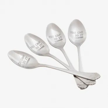 Set 4 cucchiai da dessert Odon You can do it -Coffee - Sklum