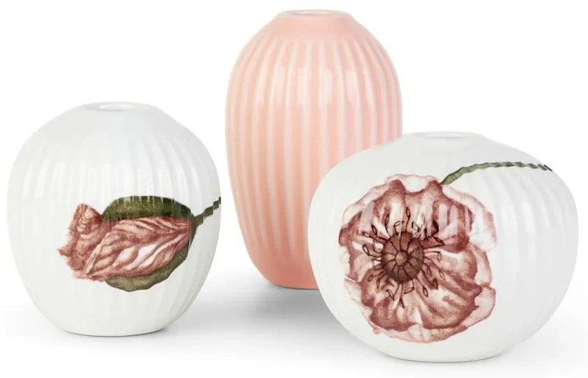 Vasi in porcellana dipinti a mano bianco/rosa in set di 3 pezzi Hammershøi - Kähler Design