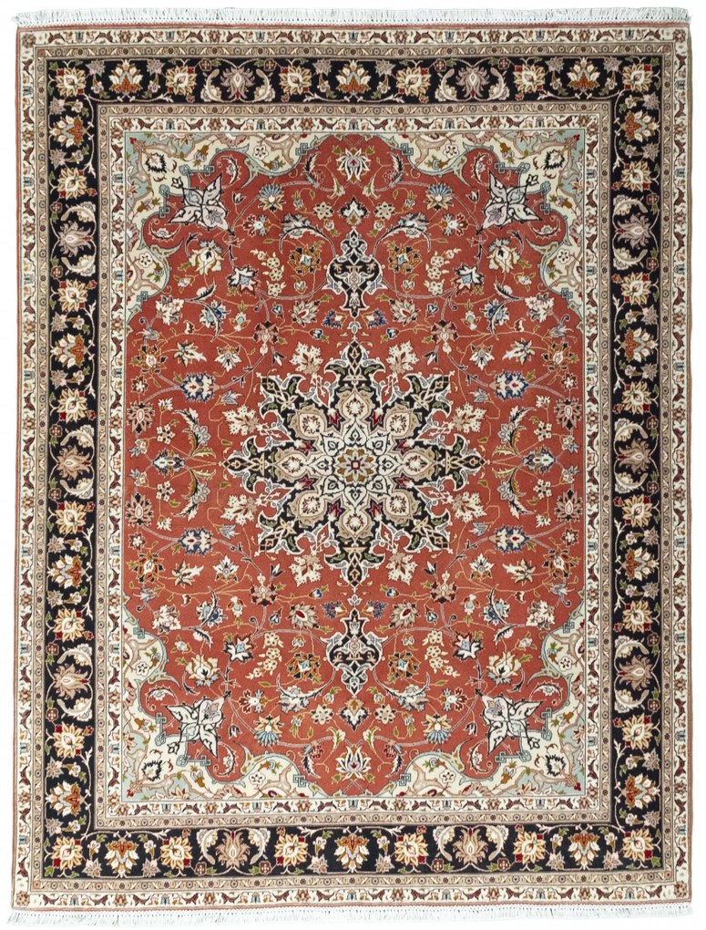 Tabriz Tappeto persiano 150 x 200 Rosso (Iran) Annodato A Mano