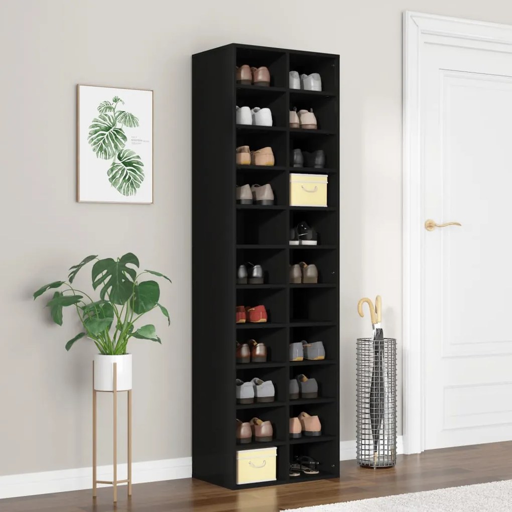 Scarpiera Nera 54x34x183 Cm İn Truciolato /