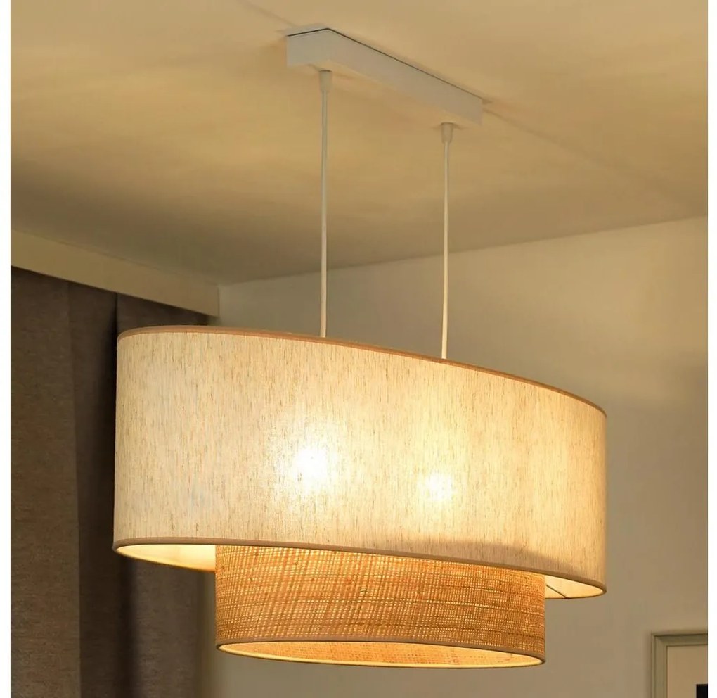 Duolla - Lampadario a sospensione con filo DOUBLE OVAL NATURE 2xE27/15W/230V color crema/beige