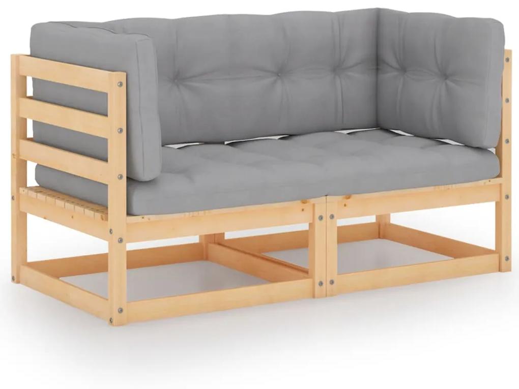 Set divani da giardino 3 pz con cuscini legno massello di pino