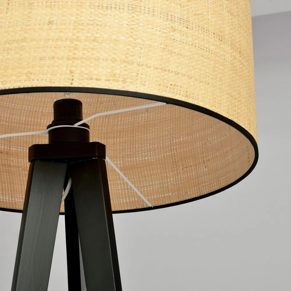 Lampada da Terra in Acciaio e Tessuto ASTON 1 E27 Colore del corpo Rattan