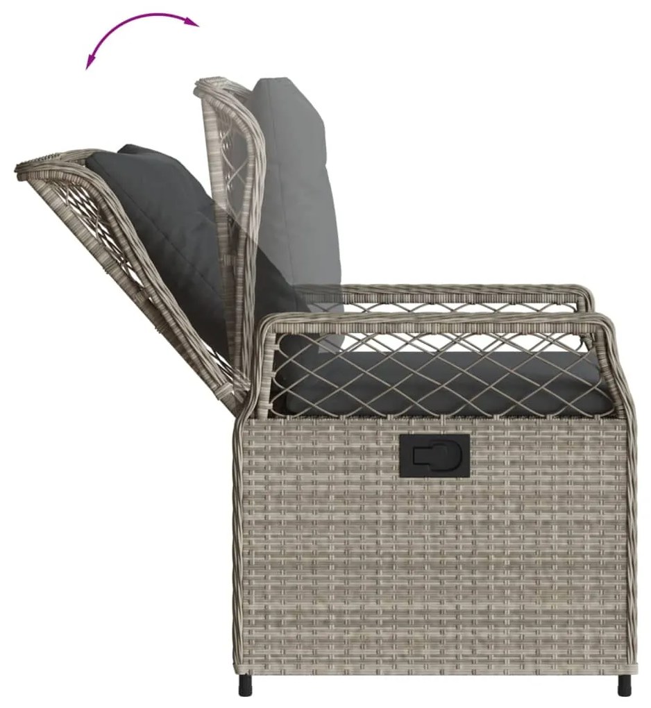 Set da pranzo da giardino 7 pz cuscini polyrattan grigio chiaro