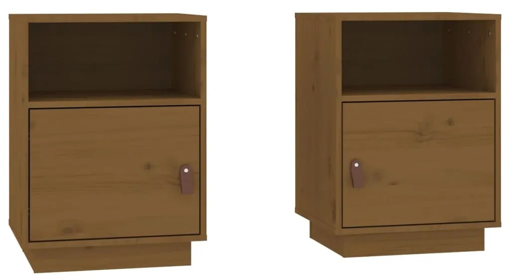 Comodini miele 2 pz 40x34x55 cm in legno massello di pino