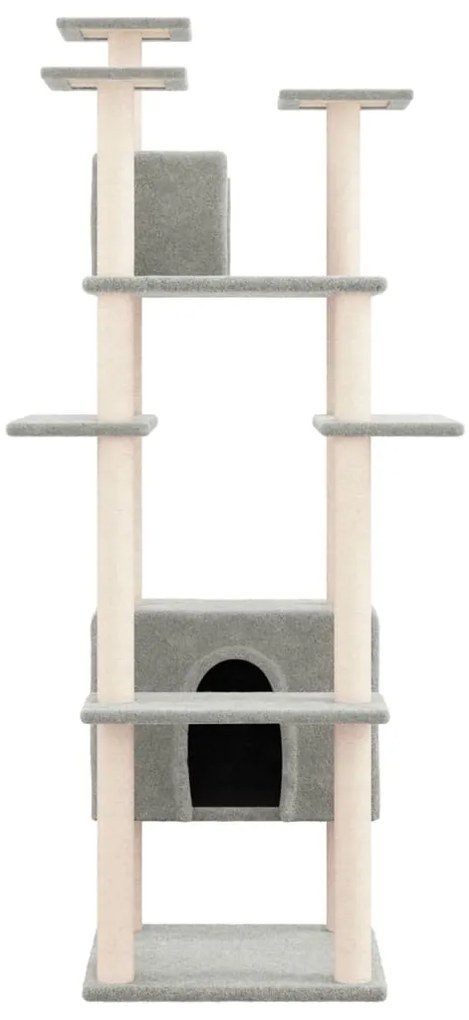 Albero per gatti con tiragraffi in sisal grigio chiaro 162 cm