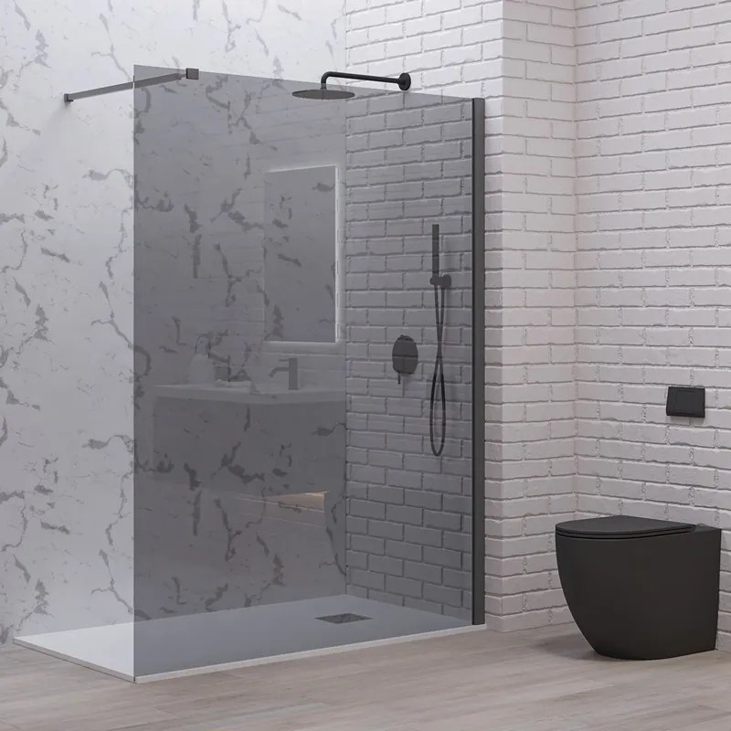 Doccia walk in 90 cm vetro fumè e profilo gun metal | KW-100GMF - KAMALU