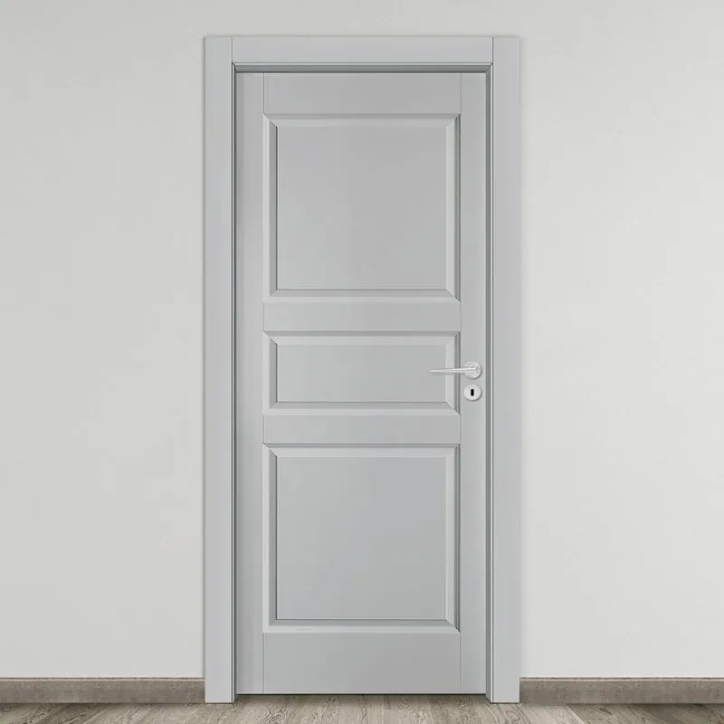 Porta interna a battente New York in MDF colore grigio, L 90 x H 210 cm, apertura a sinistra
