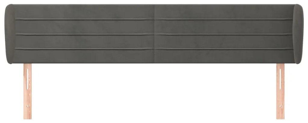 Testiera ad orecchio grigio scuro 203x23x78/88 cm in velluto