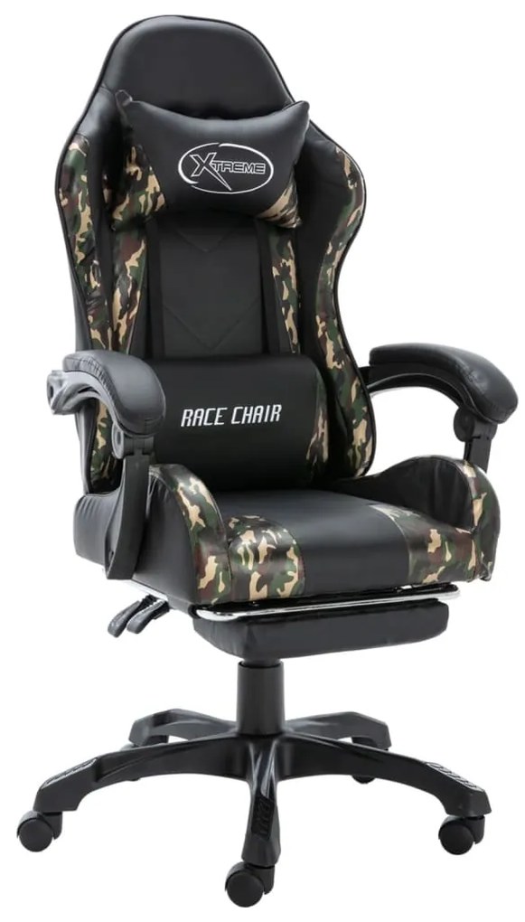 Sedia Da Gaming Con Poggiapiedi Nera E Mimetica İn Similpelle /
