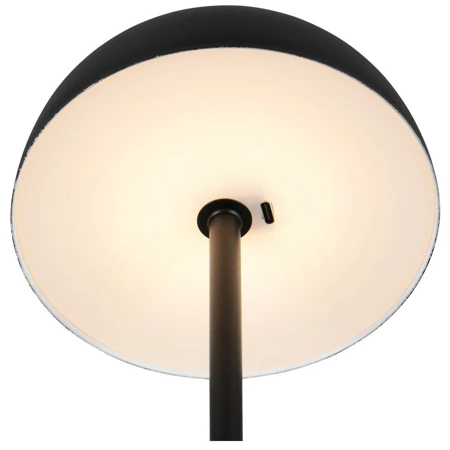 Lampada da tavolo LED nera opaca con paralume in metallo (altezza totale 21 cm) Munoz – Trio