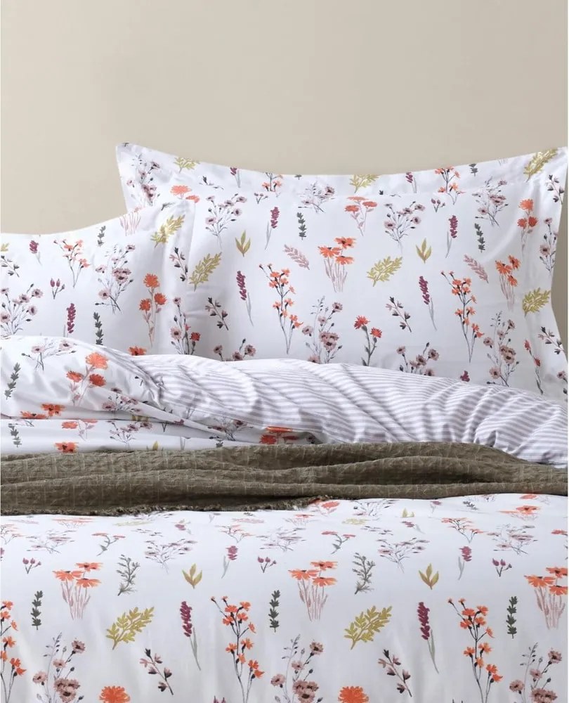 Set copripiumino e federa bianco in cotone renforcé per letto singolo 140x200 cm Floral Dance Autumn – Mila Home Luxury