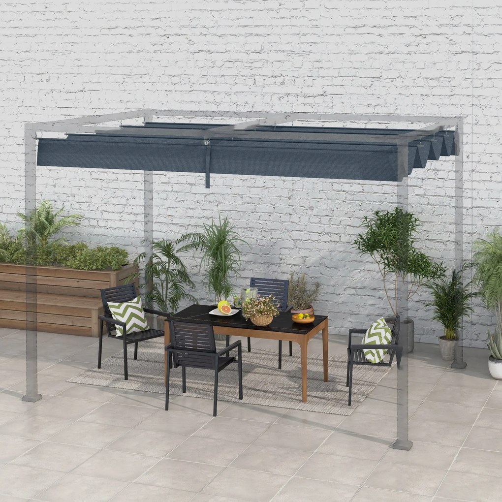 Telo di Ricambio per Pergola da Giardino 286x245 cm in Poliestere Grigio Scuro...