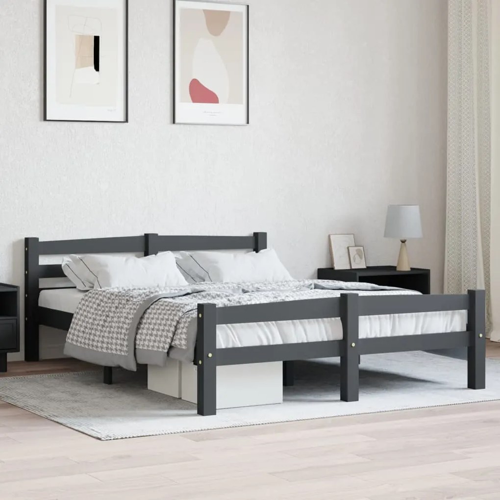 Giroletto Grigio Scuro İn Legno Massello Di Pino 140x200 Cm /