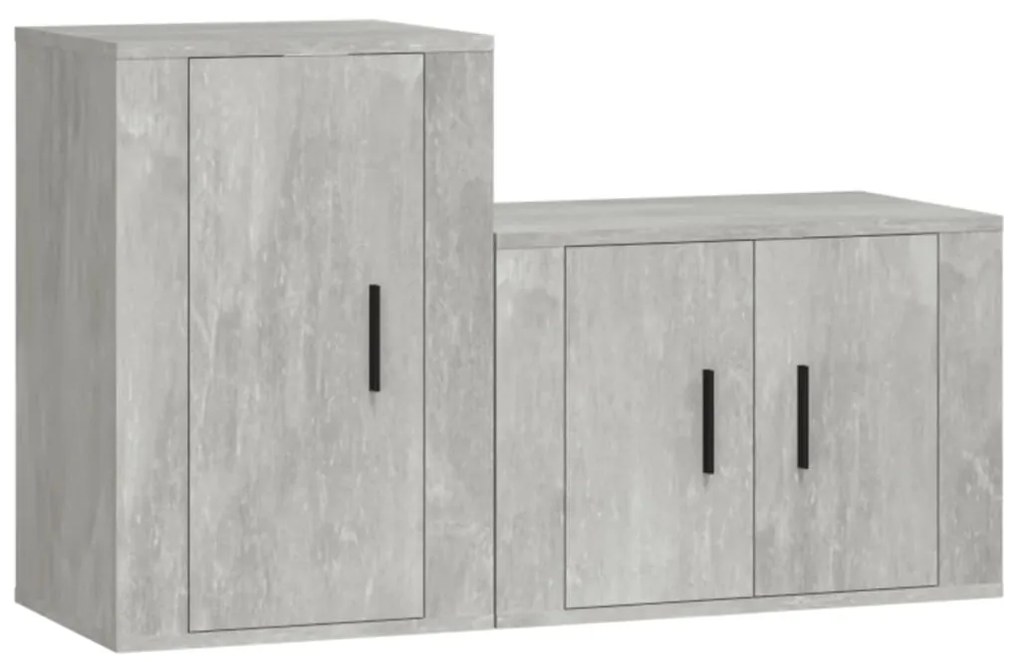 Set di Mobili Porta TV 2 pz Grigio Cemento in Legno Multistrato