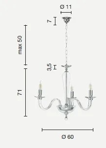 Lampadario in vetro a luci ravel trasparente-oro lp.ravel-3-oro