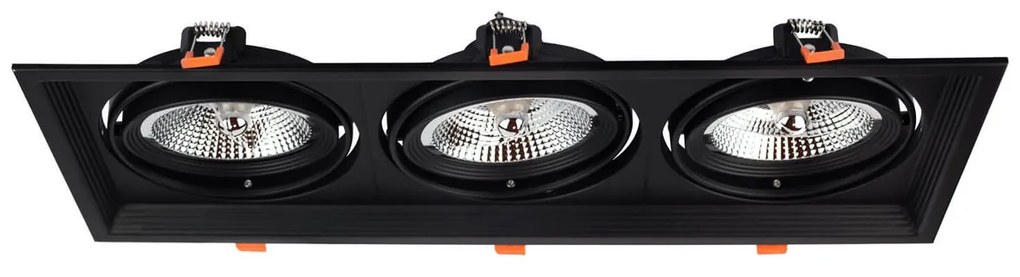 Faro da Incasso Orientabile Nero - 3 lampade AR111 Foro 460x160mm