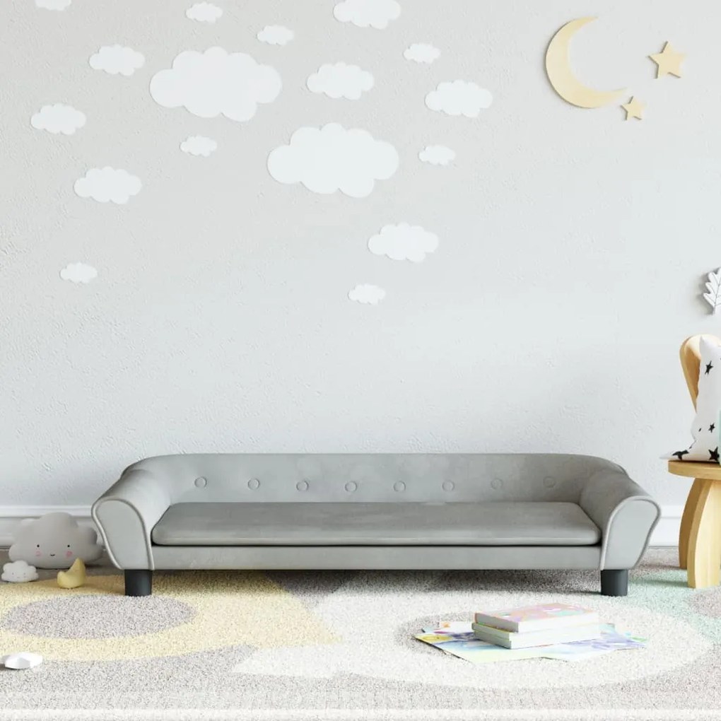 Divano Per Bambini Grigio Chiaro 100x50x26 Cm İn Velluto /