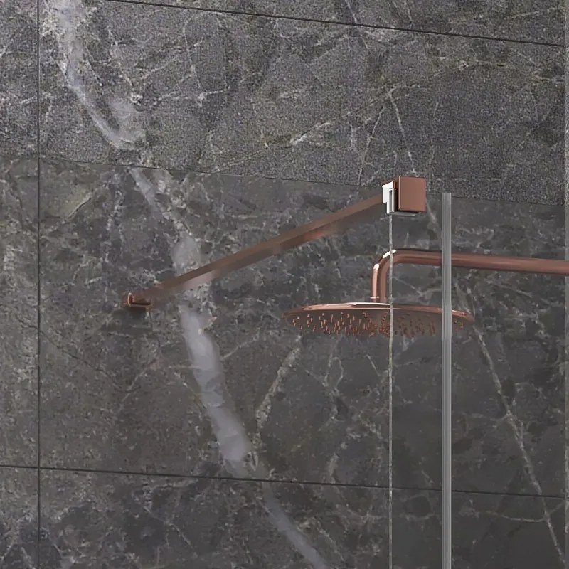 Kamalu - Nicchia doccia scorrevole senza telaio 160 cm color oro rosa | KNM4000GR