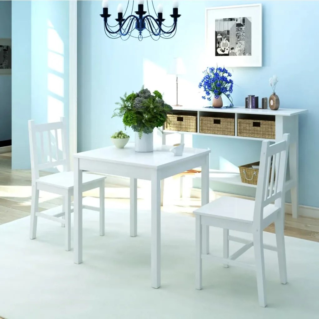 Set Tre Pezzi Da Pranzo İn Legno Di Pino Bianco /