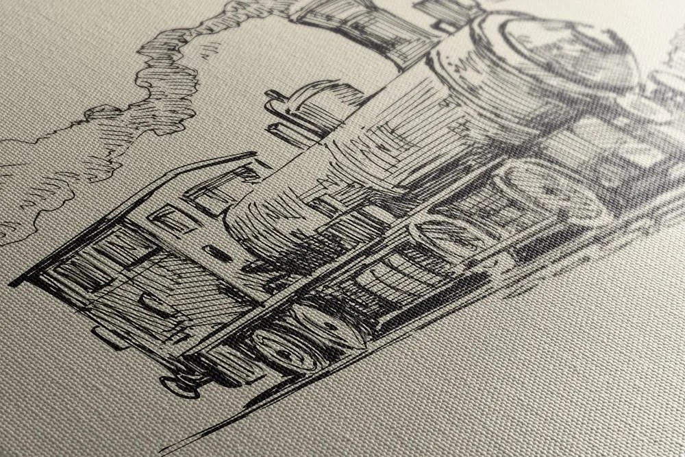 Stampa su tela – Treno in stile retrò