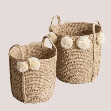 Set di 2 Cestini Decorativi Calama Naturale - Sklum