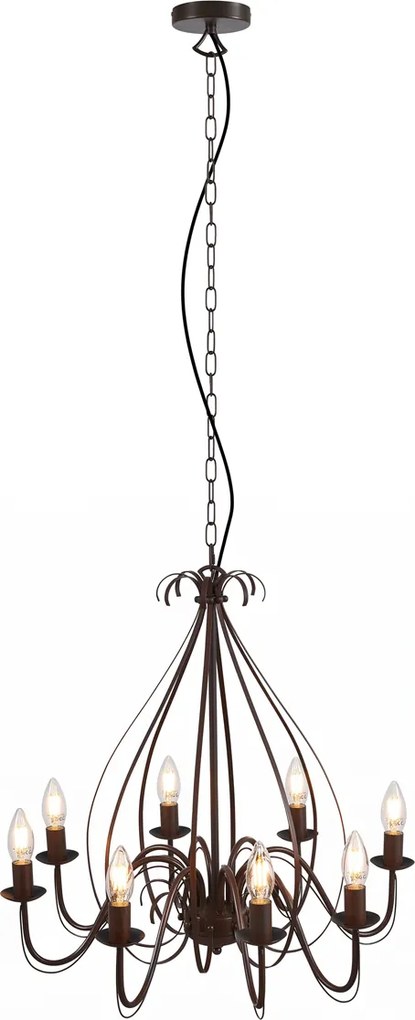 Lampadario intelligente ruggine marrone 8 luci incl. Wifi B35 - Giuseppe