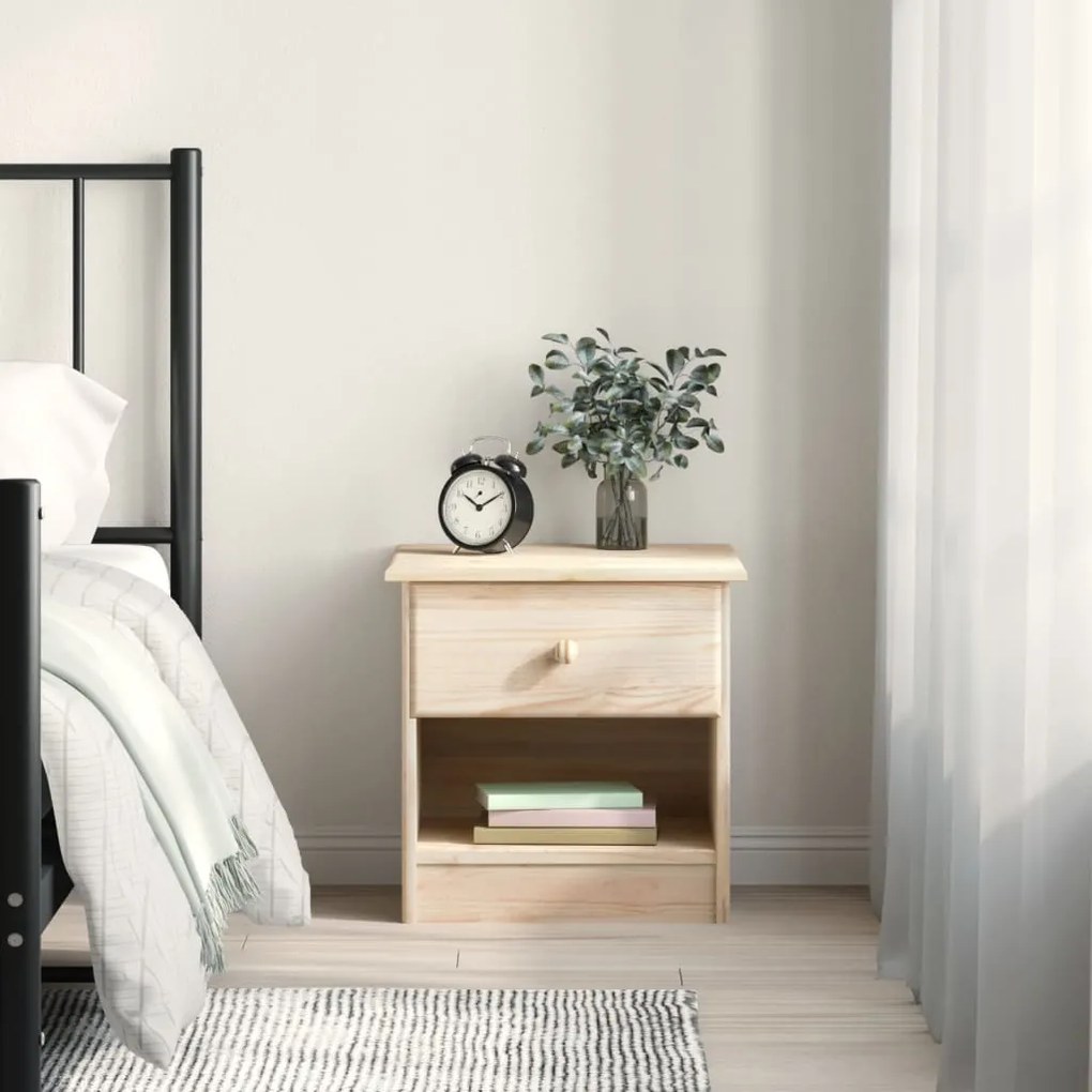 Comodino Alta 41x35x41 Cm İn Legno Massello Di Pino /