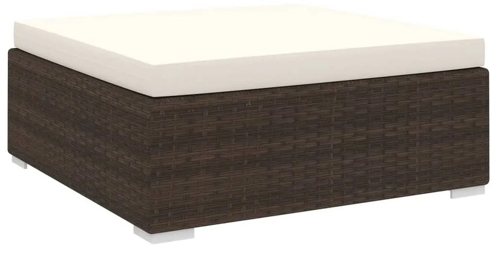 Poggiapiedi Modulare 1 Pz Con Cuscino İn Polyrattan Marrone /